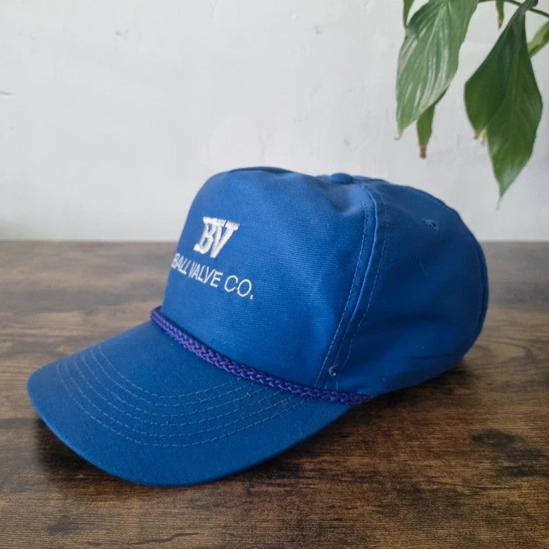 Vintage American Trucker Hat Snapback cap one size adjustable blue ball valve