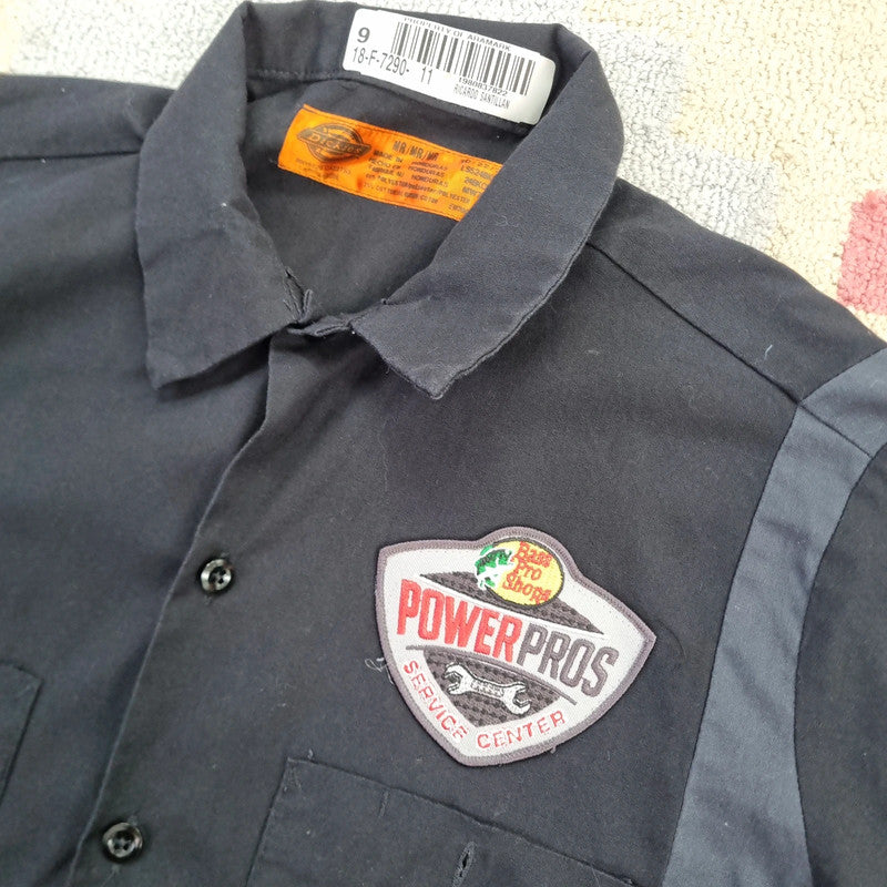 Vintage Dickies Boxy Fit Cropped Shirt Short Sleeve Medium plain Black Button Up Skater Y2K Surf