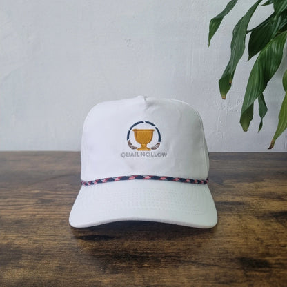 Vintage American rope Trucker Hat snapback cap white President Cup Quail Hollow golf one size white