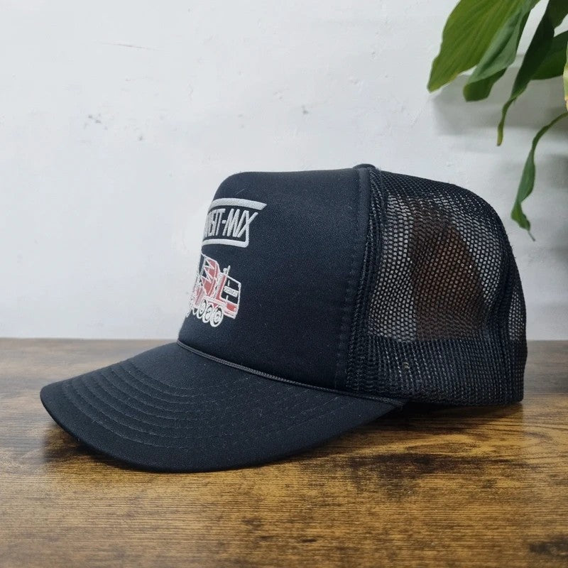 Vintage American Trucker Hat Snapback cap one size adjustable black transit mix concrete mixer