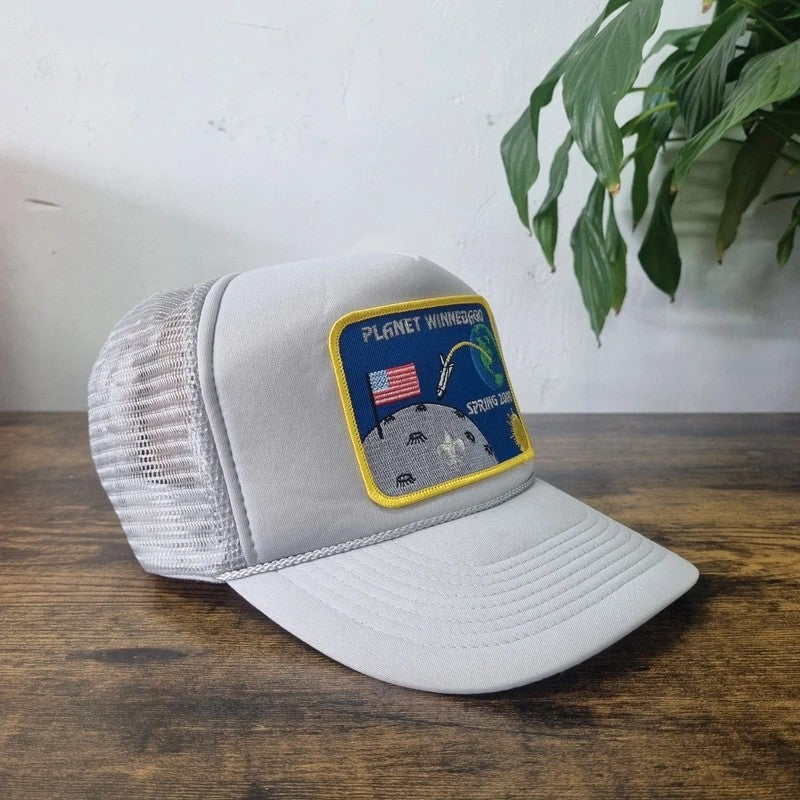 Vintage American Trucker Hat Snapback cap one size adjustable grey planet winnebago