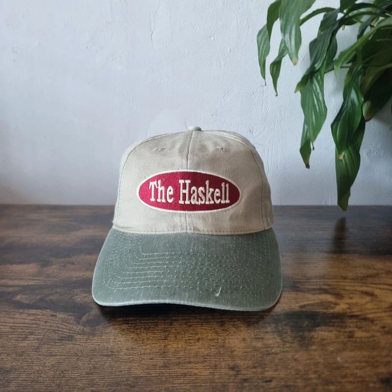 Vintage American baseball Hat Snapback cap one size adjustable the haskell faded khaki green