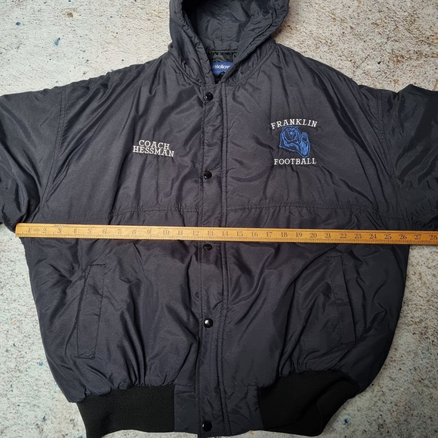 Holloway Bomber Puffer Jacket Vintage Franklin Grizzlies - Black - Size XL