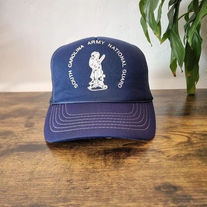 Vintage American Trucker Hat Snapback cap one size adjustable navy royal national guard