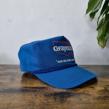 Vintage American Trucker Hat Snapback cap one size adjustable blue graybar
