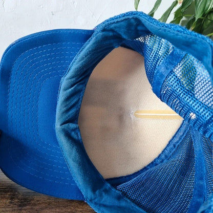 Vintage American Trucker Hat Snapback cap one size adjustable blue white Truck