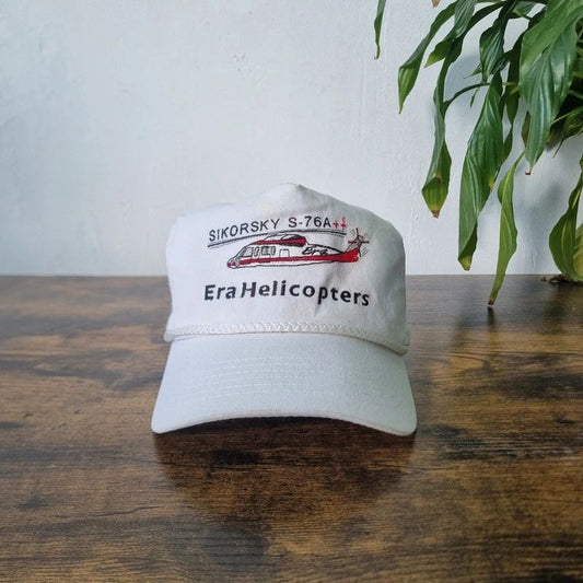 Vintage American Trucker Hat Snapback cap one size adjustable white Helicopter