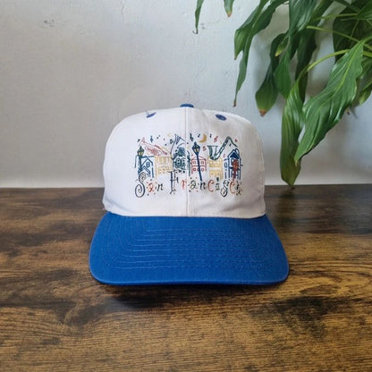 Vintage American Baseball Hat Snapback cap one size adjustable white blue san Francisco