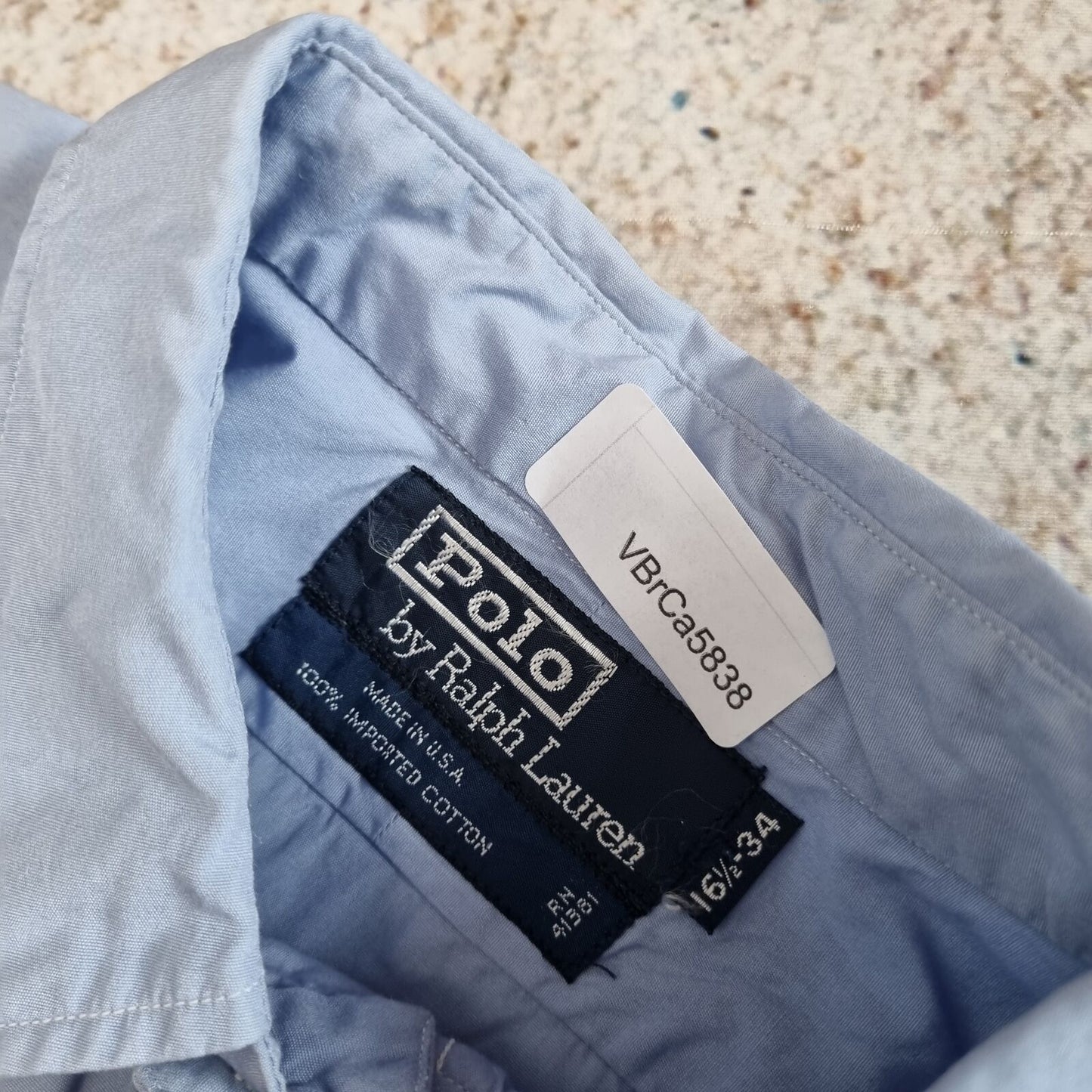 Polo Ralph Lauren CASUAL SHIRT MADE IN USA PLAIN 34 MEDIUM - Blue - Size 16.5