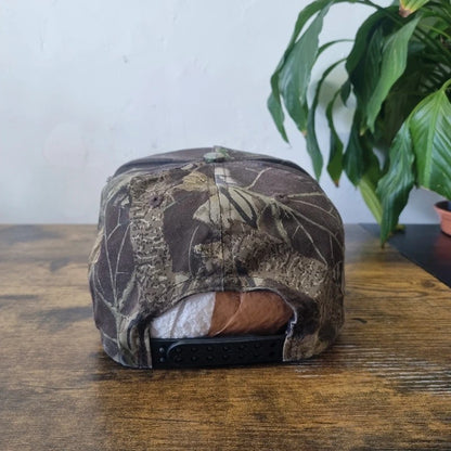Vintage American Baseball Hat Snapback cap one size khaki green real tree camo elliot electric