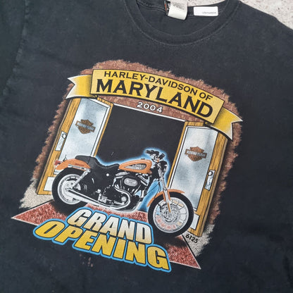 Harley Davidson Biker T-Shirt Short Sleeve Maryland 2004 - Black - Size XL