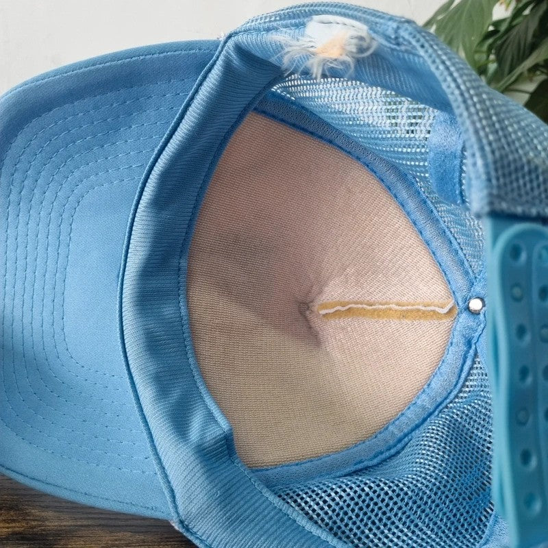 Vintage American Trucker Hat Snapback cap one size adjustable blue white fish lake anna