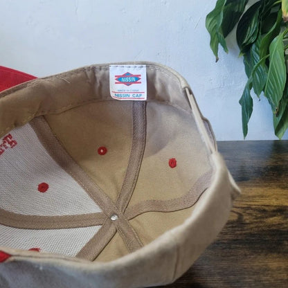 Vintage American baseball Hat Snapback cap one size adjustable red beige edgewater hotel casino