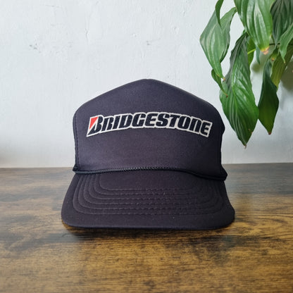 Vintage American Trucker Hat Snapback cap one size black Bridgestone tyre