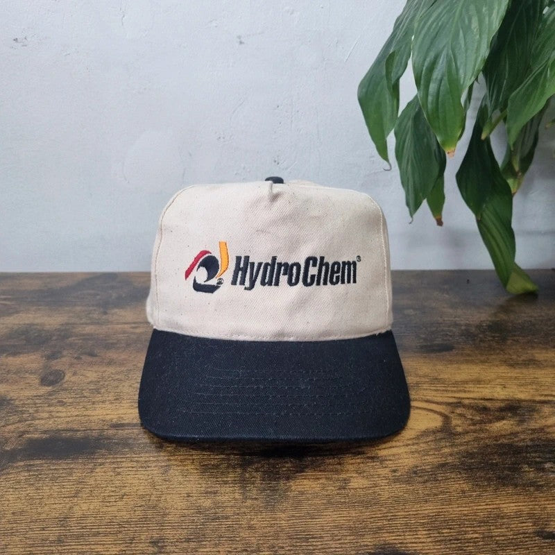 Vintage American Baseball Hat Snapback cap one size adjustable Hydro Chem cream black