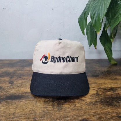 Vintage American Baseball Hat Snapback cap one size adjustable Hydro Chem cream black