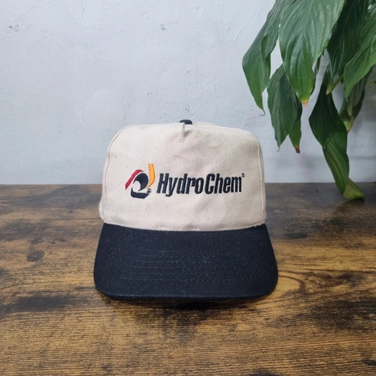 Vintage American Baseball Hat Snapback cap one size adjustable Hydro Chem cream black
