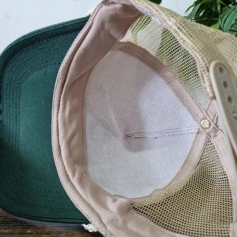 Vintage American Trucker Hat Snapback cap one size adjustable beige green Jackson co farming
