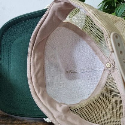 Vintage American Trucker Hat Snapback cap one size adjustable beige green Jackson co farming