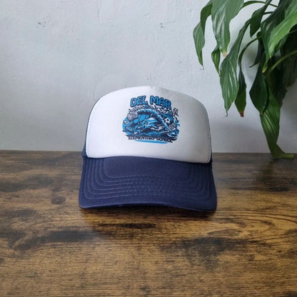 Vintage American Trucker Hat Snapback cap one size adjustable white navy del mar