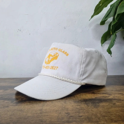 Vintage American Trucker Hat Snapback cap one size adjustable white Frank's Auto Glass
