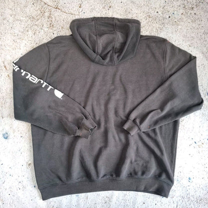 Carhartt Hoodie Mens Pull Over Workwear Spellout Sweatshirt Black, XXL