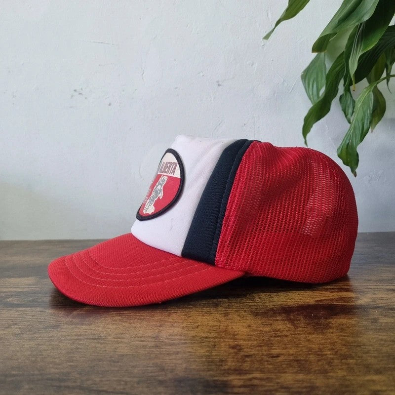 Vintage American Baseball Hat Snapback cap one size red white alberta cowboy country