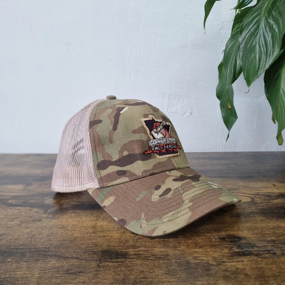 Vintage American Baseball Cap snapback hat camo mesh one size adjustable Chevrolet beige