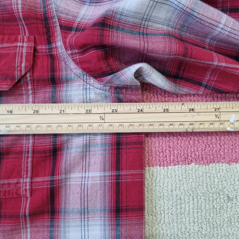 Vintage Carhartt Boxy Fit Cropped Shirt Short Sleeve large check Red Button Up Skater Y2K Surf