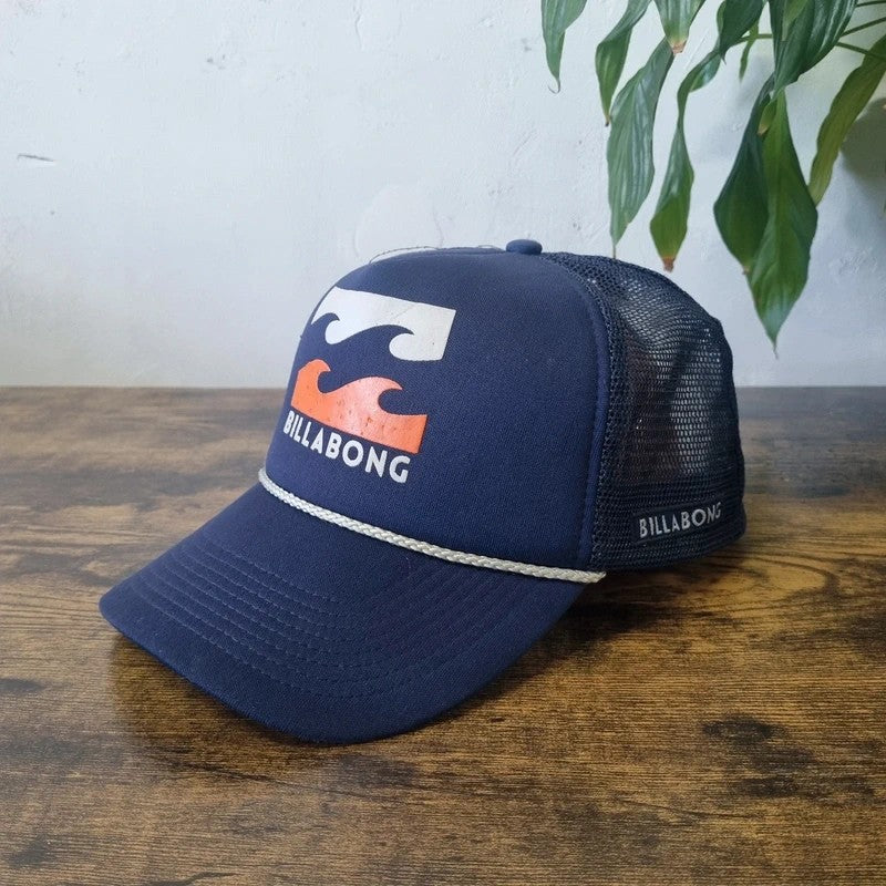 Vintage Billabong Trucker Hat Snapback cap one size adjustable navy