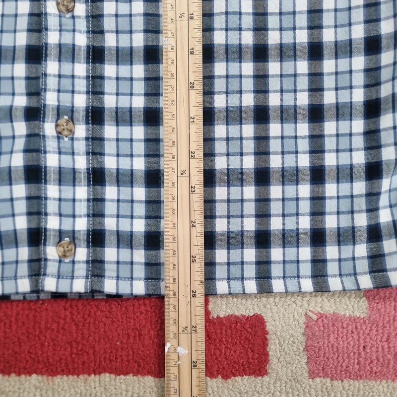 Carhartt Boxy Fit Cropped Shirt Short Sleeve Medium check Blue Button Up Skater Y2K Surf