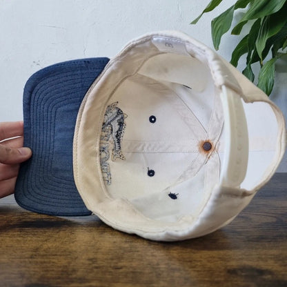Vintage American Baseball Hat Snapback cap one size adjustable cream blue trout fish