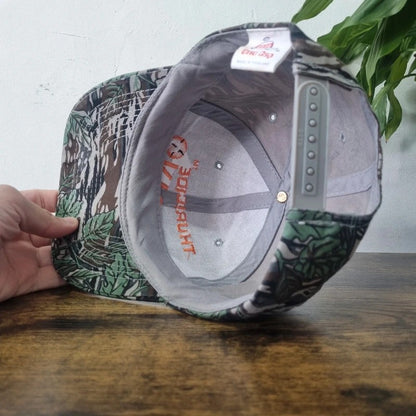 Vintage American Baseball Hat Snapback cap one size adjustable camo green brown thuricide