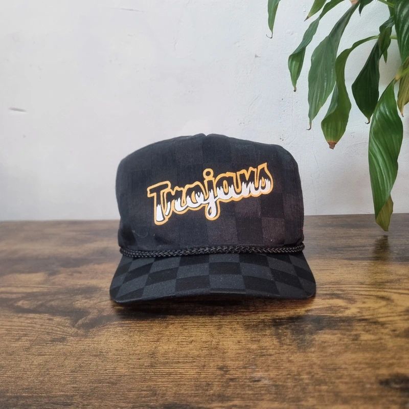 Vintage American Trucker Hat Snapback cap one size adjustable black Trojans