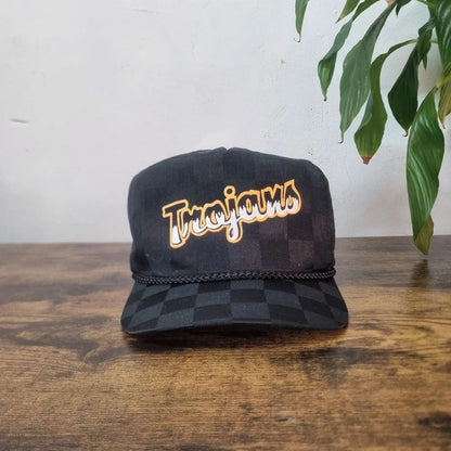 Vintage American Trucker Hat Snapback cap one size adjustable black Trojans