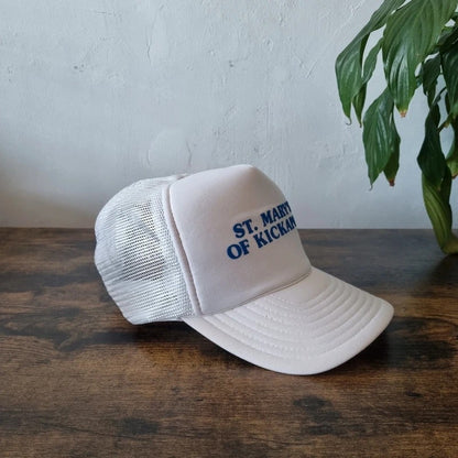 Vintage American Trucker Hat Snapback cap one size adjustable St. Mary's of Kickapoo white