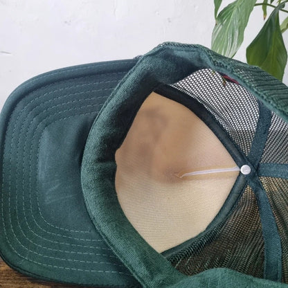 Vintage American Trucker Hat Snapback cap one size white green beer can 4 man volleyball