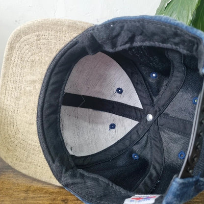 Vintage American denim Baseball Hat Snapback cap one size adjustable Streetamma blue beige
