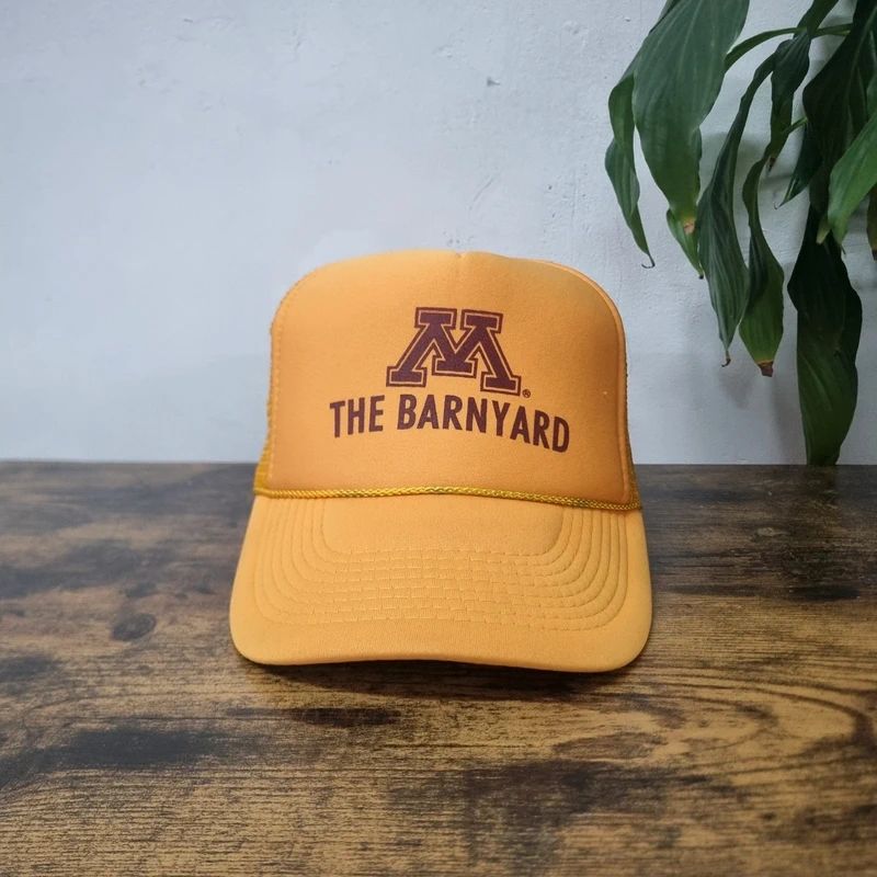 Vintage American Trucker Hat Snapback cap one size adjustable mustard yellow the barnyard