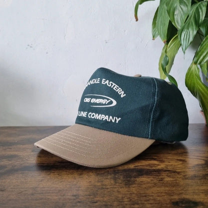 Vintage American Baseball Hat Snapback cap one size adjustable green beige pipeline company