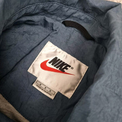Vintage 90s Nike Windbreaker Coach Jacket Spell Out Big Swoosh Size M Blue Whit