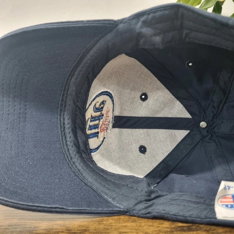 Vintage American Baseball Hat Snapback cap one size adjustable Miller lite navy