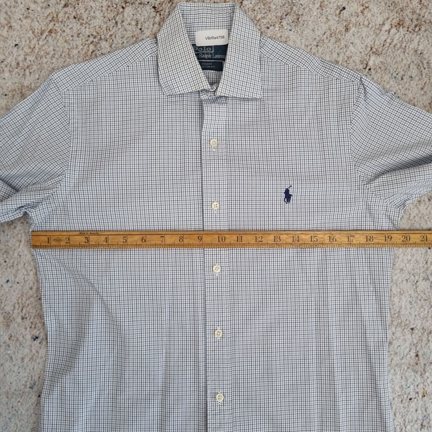 Ralph Lauren OXFORD SHIRT REGENT CUSTOM FIT CHECK - Blue - Size 14.5