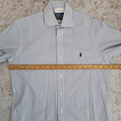 Ralph Lauren OXFORD SHIRT REGENT CUSTOM FIT CHECK - Blue - Size 14.5