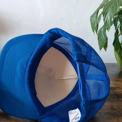 Vintage American Trucker Hat Snapback cap one size adjustable blue white whites auto supply