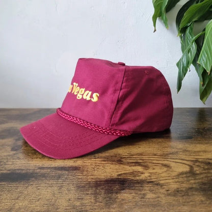 Vintage American Trucker Hat Snapback cap one size adjustable burgundy las vegas