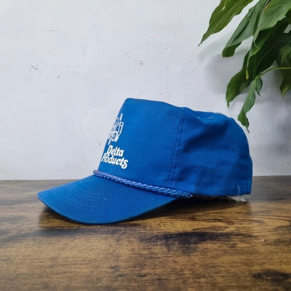 Vintage American Baseball Hat Snapback cap one size adjustable blue delta products