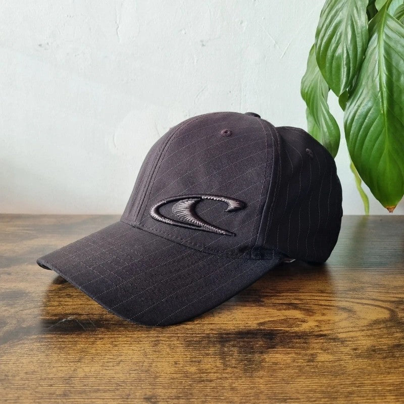 Vintage O'Neill Baseball Hat Snapback cap one size large XL black pinstripe fitted
