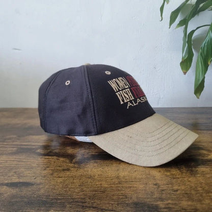 Vintage American baseball Hat Snapback cap one size adjustable black beige fishing
