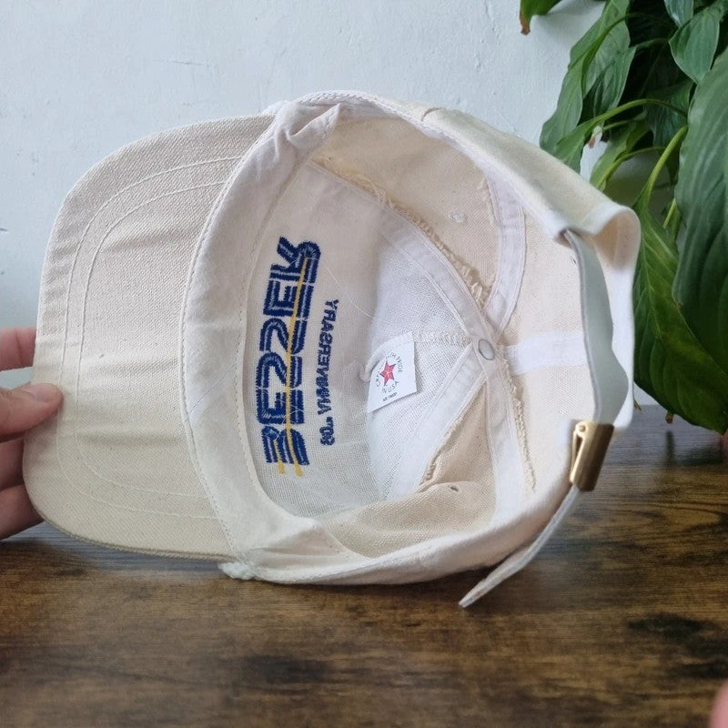 Vintage American Baseball Hat Snapback cap one size adjustable cream Besser